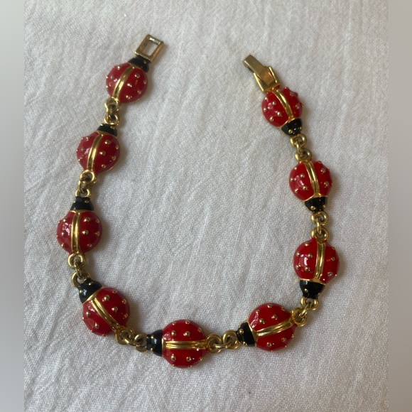 Red & Black Enameled Ladybug Bracelet - Picture 2 of 7